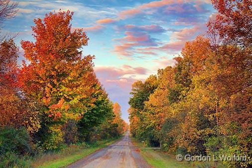 Autumn Back Road At Sunrise_16995.jpg - Photographed near Smiths Falls, Ontario, Canada.